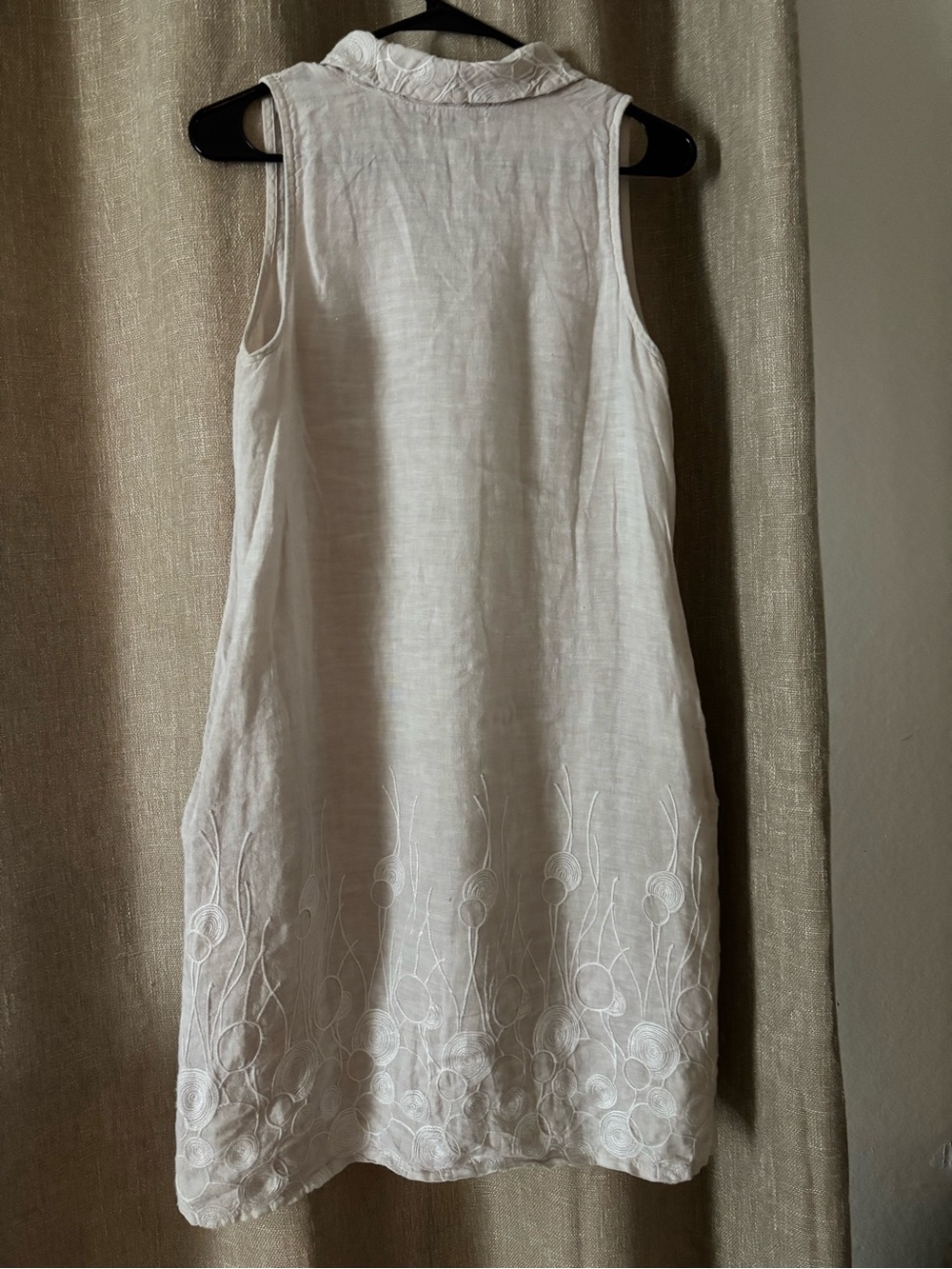 100% Italian linen sleeveless neutral cream shift dress Terzo 
Mellennio Sz Sm - Picture 5 of 9